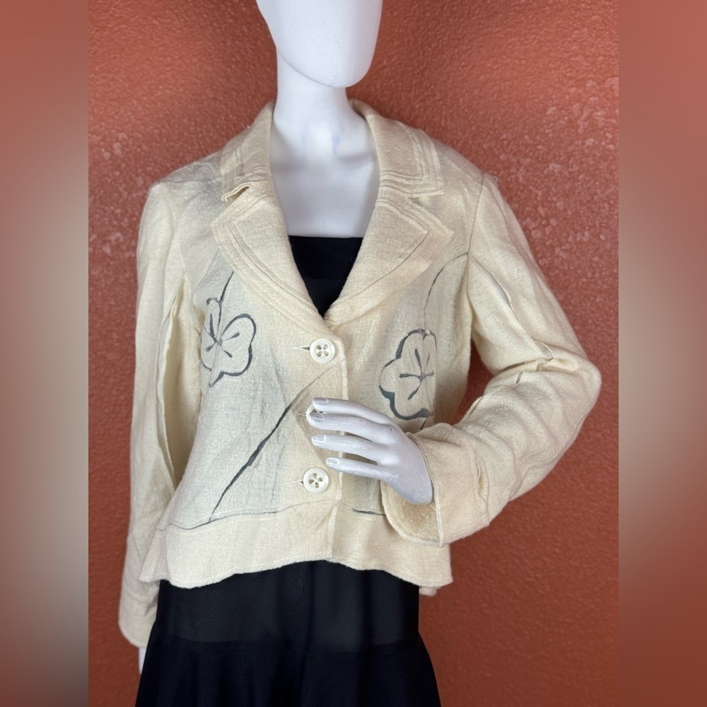 Tribal Cream Blazer with Embroidered Floral Design